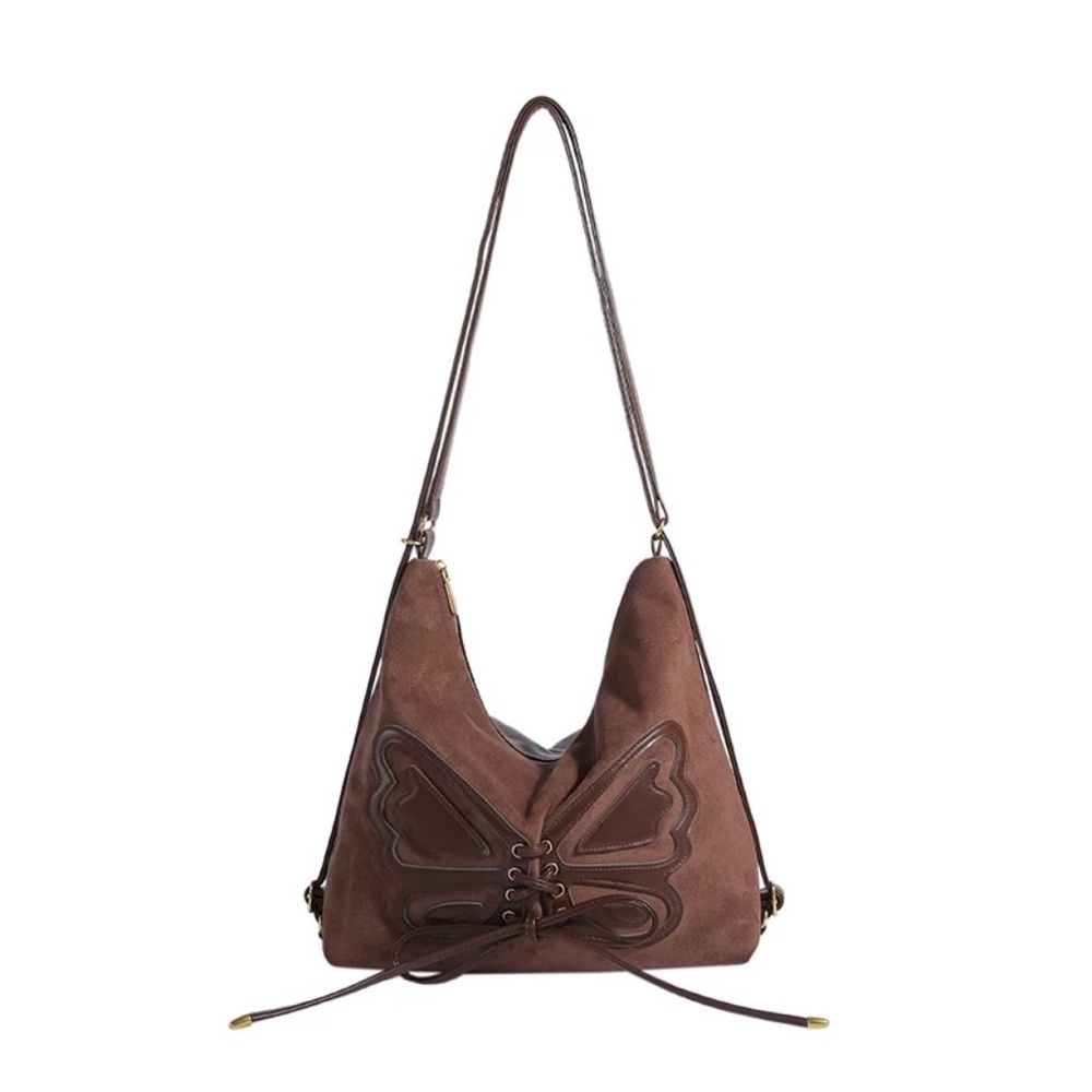 brown butterfly shoulder bag